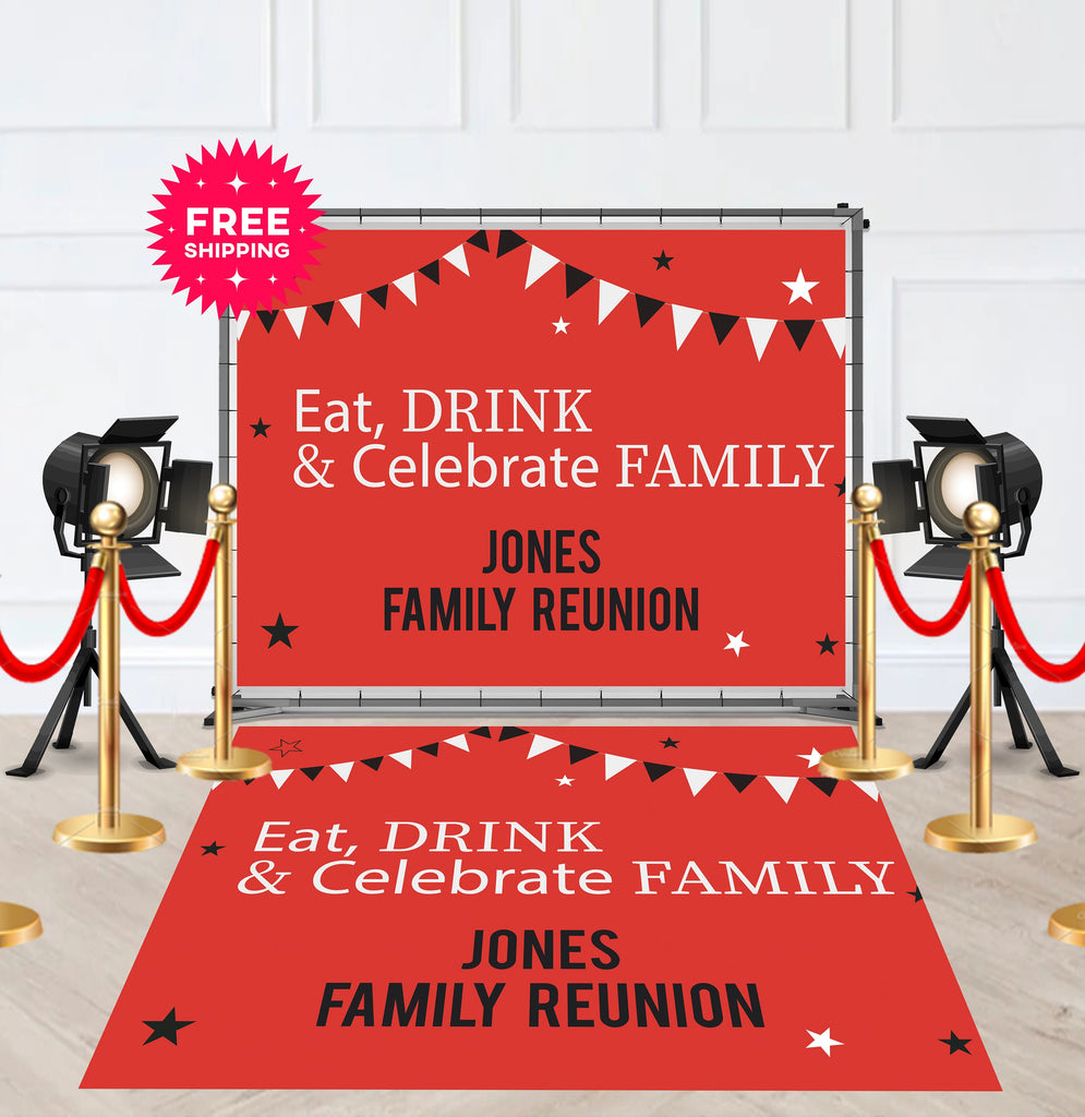 Black and White Family Reunion Floor Decal Runner Design, outlet Party Floor Decal, Custom Removable Vinyl Floor Sticker, Personalized Picture Mat